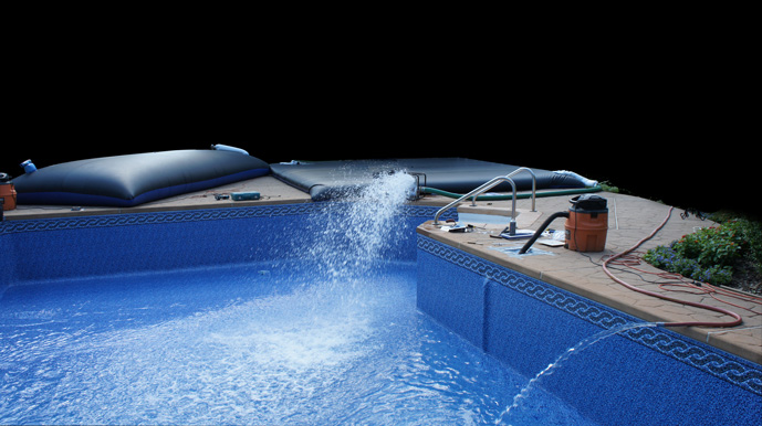 patching a pool liner with water in it